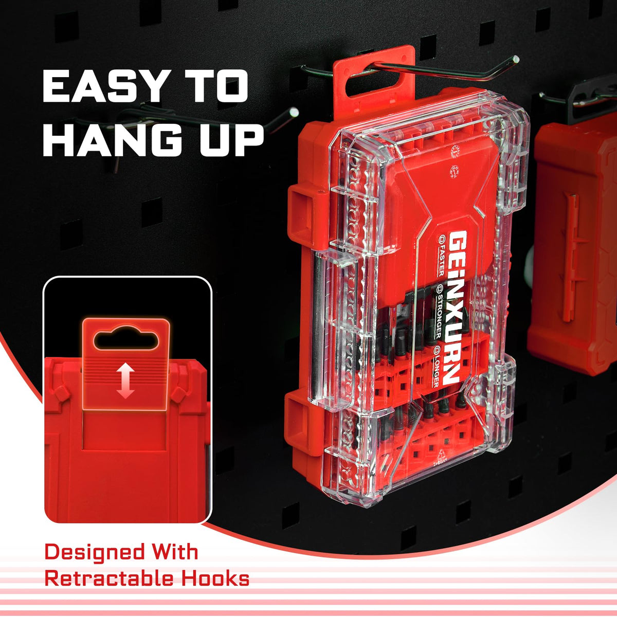 Geinxurn 65-Pieces Impact Screwdriver Bits Set – Magnetic S2 Steel Insert Bits with Red Storage Box