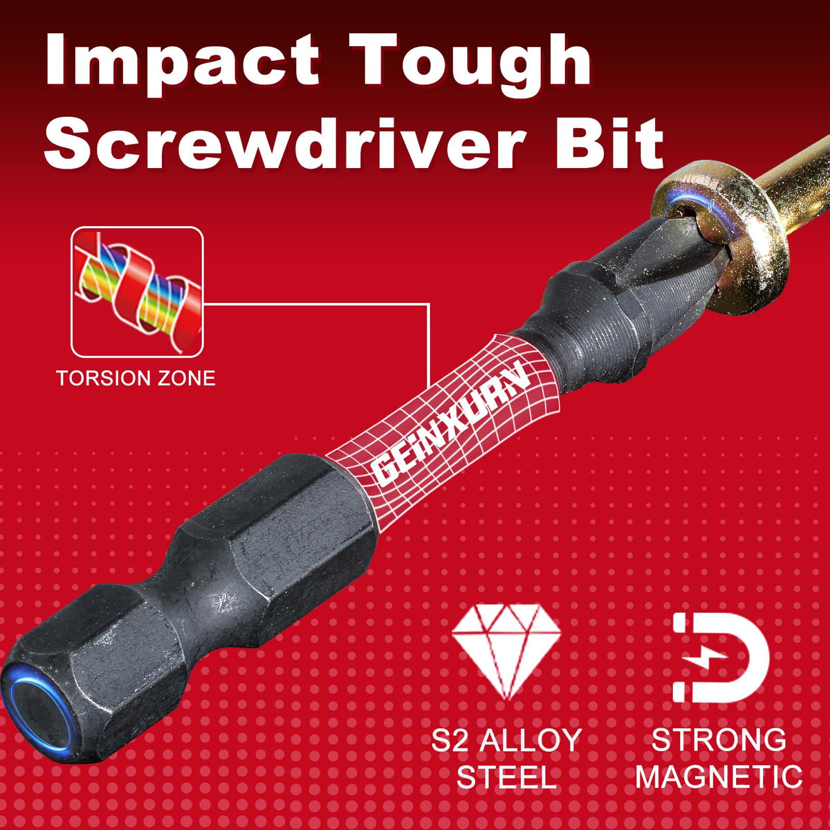 Geinxurn Impact Tough PH2 2 in. Insert Driver Bits — 30 Pack Magnetic Anti-Impact