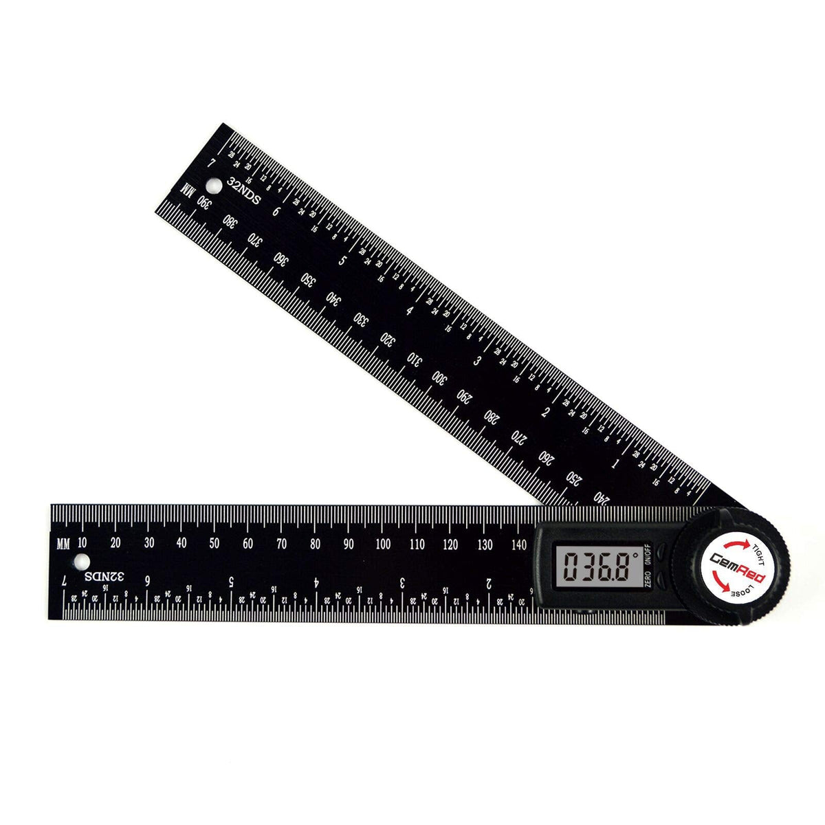 GemRed 82305 Aluminum Digital Angle Finder Protractor – Precision 0.3°