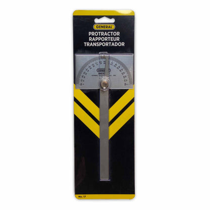 General Tools Angle Protractor #17 – Stainless Steel Square Head with 6-Inch Arm for Carpenters & Woodworking
