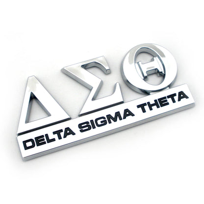 Generic Delta Sigma Theta Car Decal – 3D Silver Greek Letters, Removable