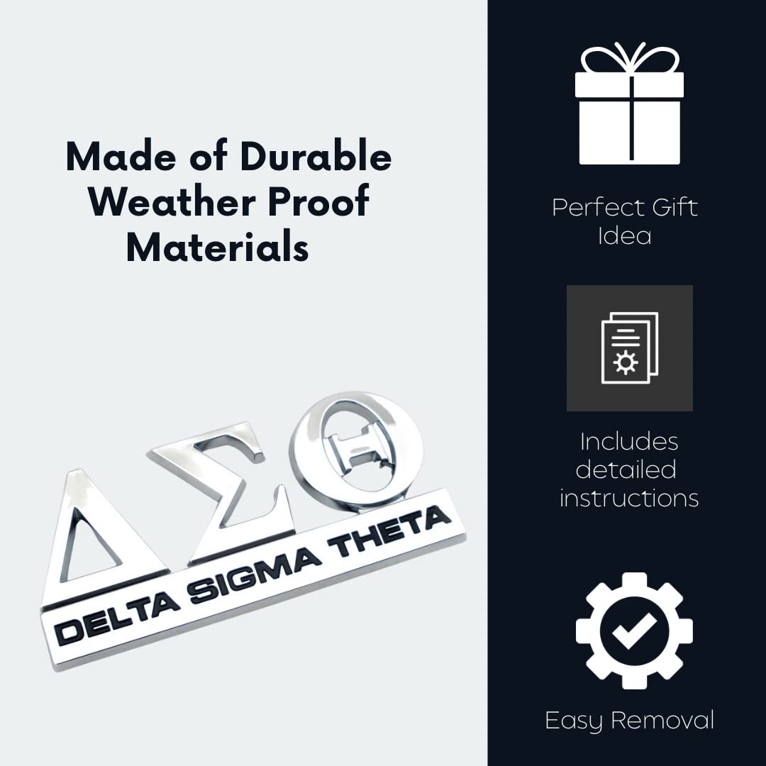 Generic Delta Sigma Theta Car Decal – 3D Silver Greek Letters, Removable
