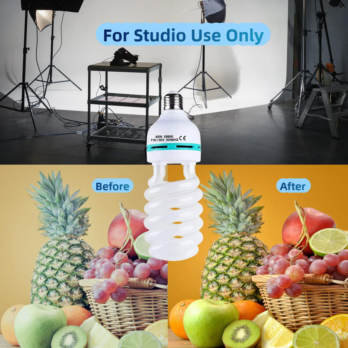 Generic 2Pcs 85W 5500K CFL Spiral Bulbs for Photography – E27/E26 Socket Daylight Studio Kit