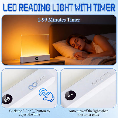 Generic LED Reading Light - Pink Rechargeable Panel, 3 Colors, Timer, Dimmable