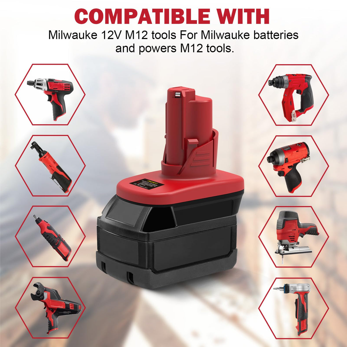 Generic ML18M12 Battery Adapter for Milwaukee 18V to 12V Tools – Adapter Only