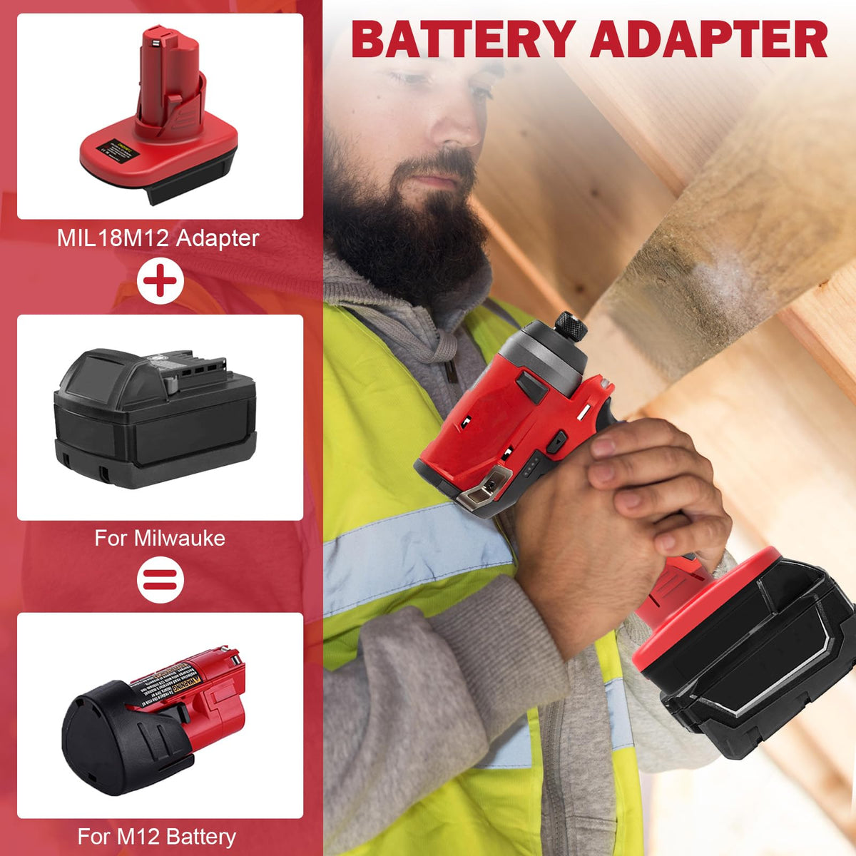 Generic ML18M12 Battery Adapter for Milwaukee 18V to 12V Tools – Adapter Only