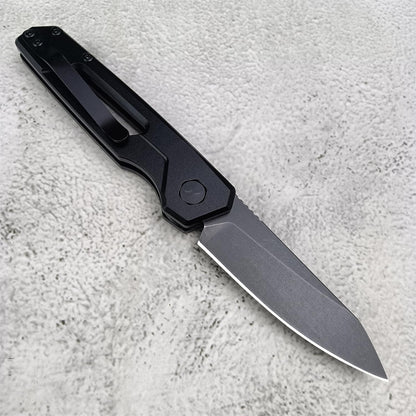 Push Button Lock Knife | Speedsafe Assisted EDC Folding Knife with Black Stonewashed Reverse Tanto Blade