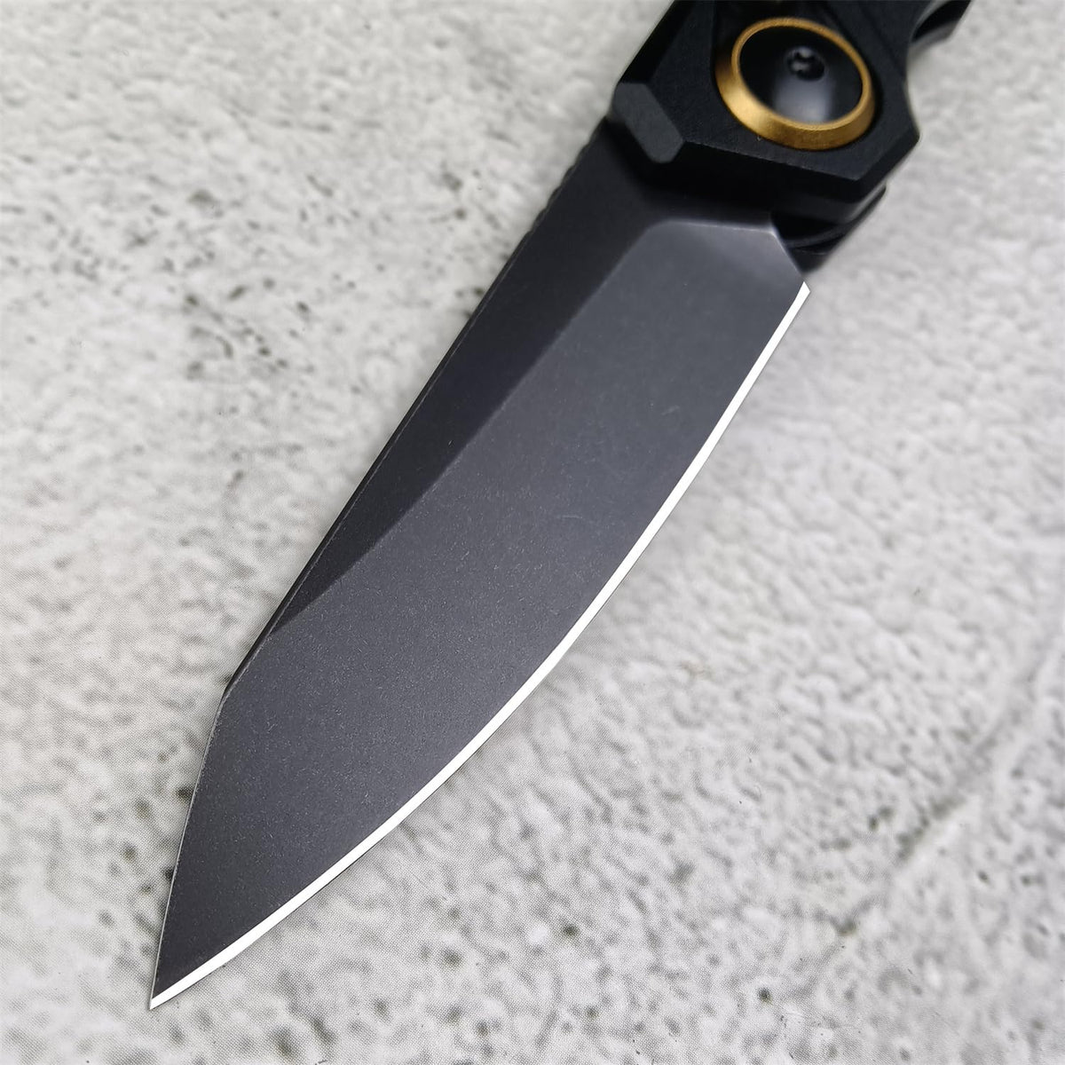 Push Button Lock Knife | Speedsafe Assisted EDC Folding Knife with Black Stonewashed Reverse Tanto Blade