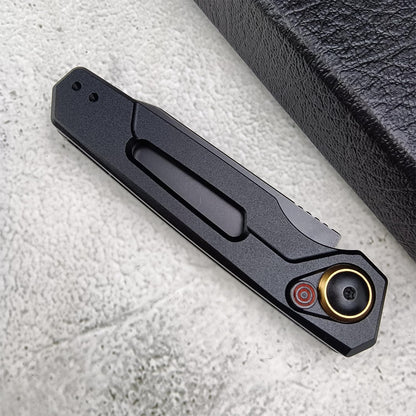 Push Button Lock Knife | Speedsafe Assisted EDC Folding Knife with Black Stonewashed Reverse Tanto Blade