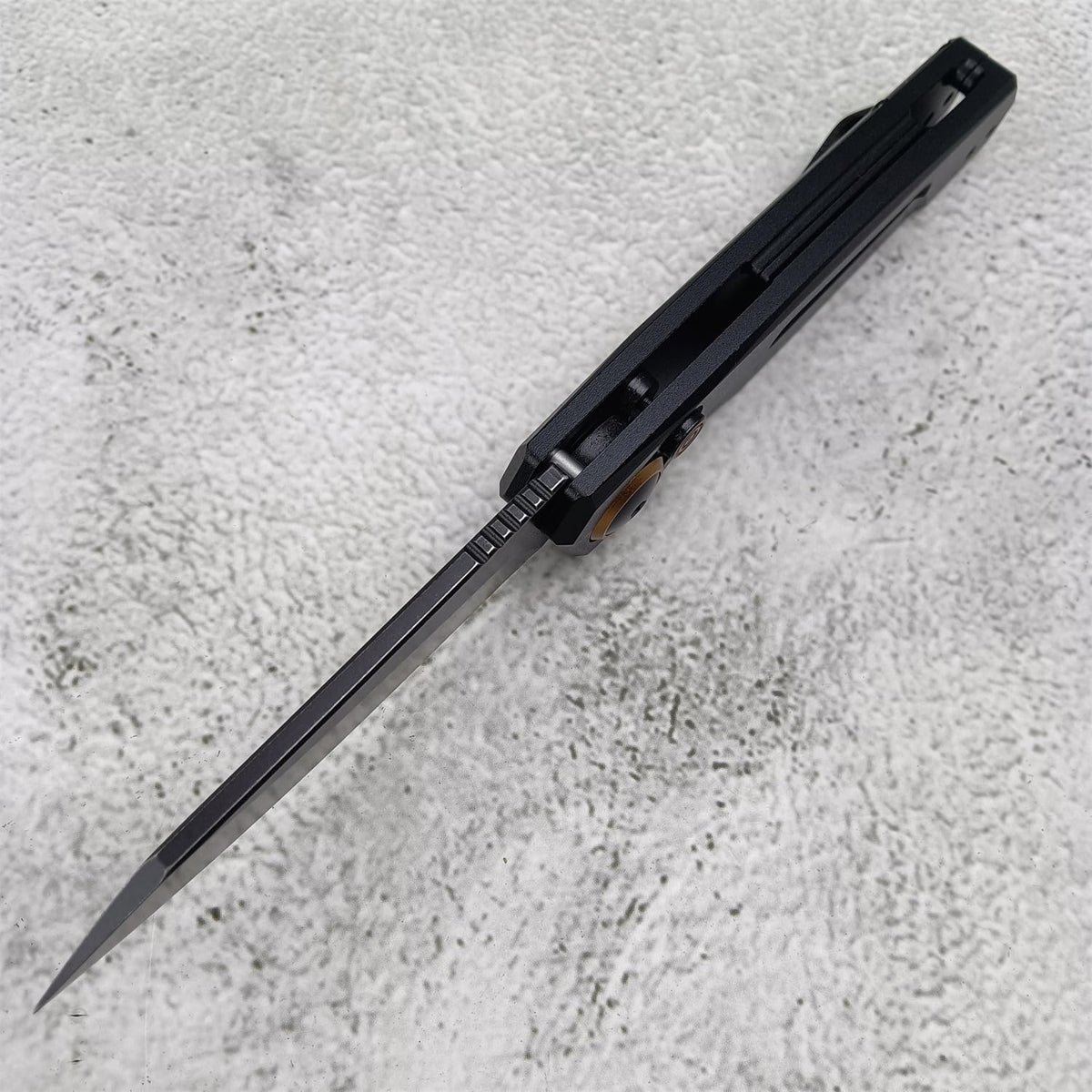 Push Button Lock Knife | Speedsafe Assisted EDC Folding Knife with Black Stonewashed Reverse Tanto Blade