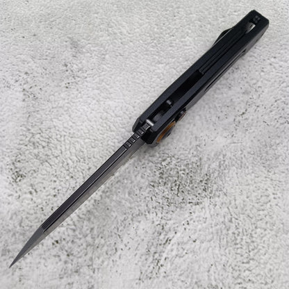 Push Button Lock Knife | Speedsafe Assisted EDC Folding Knife with Black Stonewashed Reverse Tanto Blade