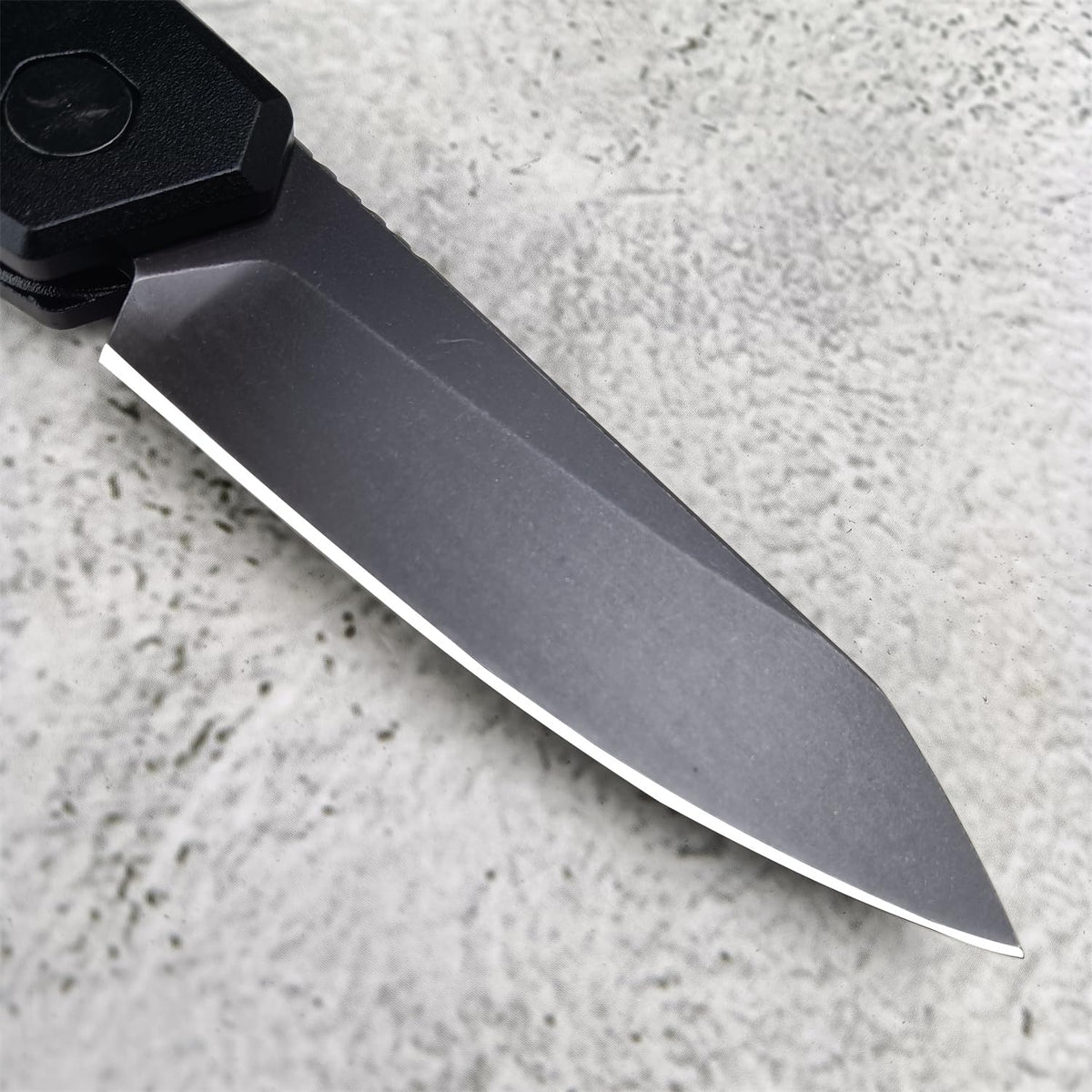 Push Button Lock Knife | Speedsafe Assisted EDC Folding Knife with Black Stonewashed Reverse Tanto Blade