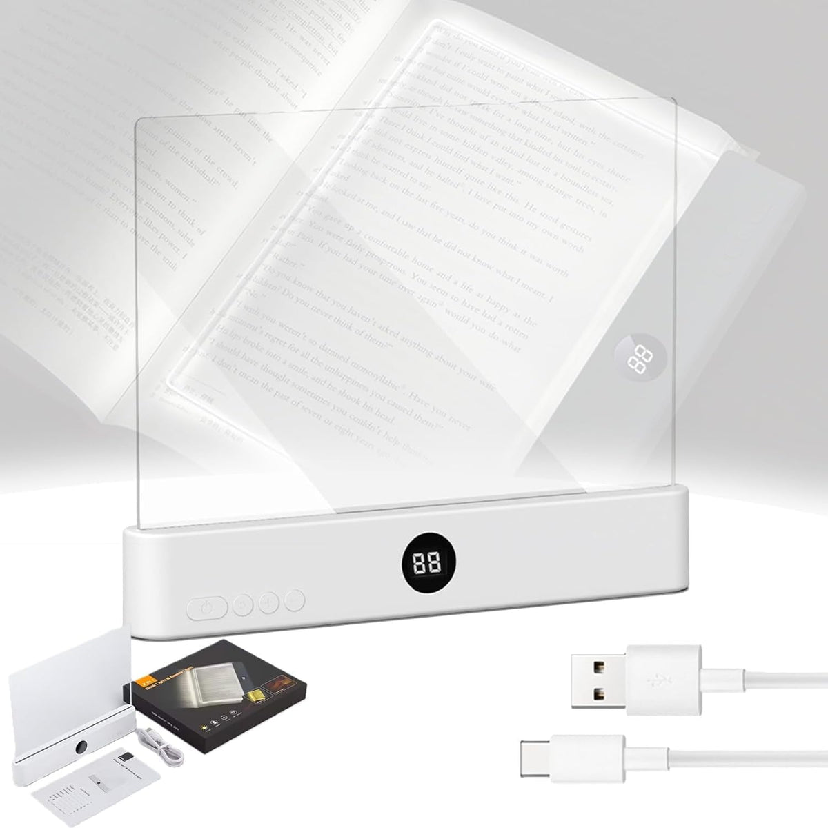 Generic Smart Led Reading Light – Rechargeable Desk Lamp with 3-Color Modes & Timer (White)