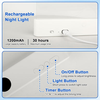 Generic Smart Led Reading Light – Rechargeable Desk Lamp with 3-Color Modes & Timer (White)