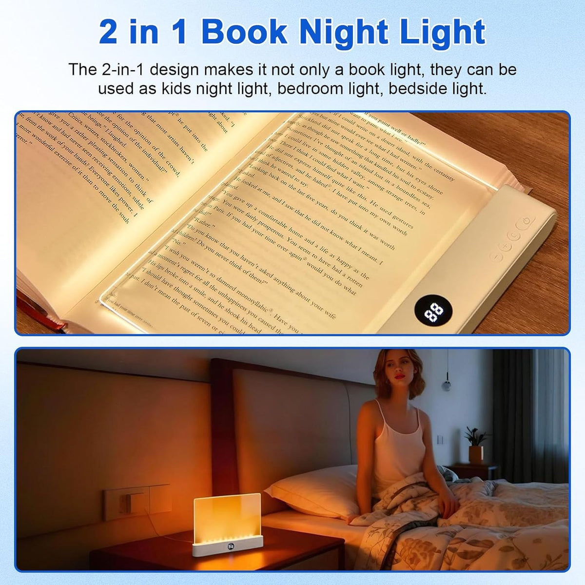 Generic Smart Led Reading Light – Rechargeable Desk Lamp with 3-Color Modes & Timer (White)