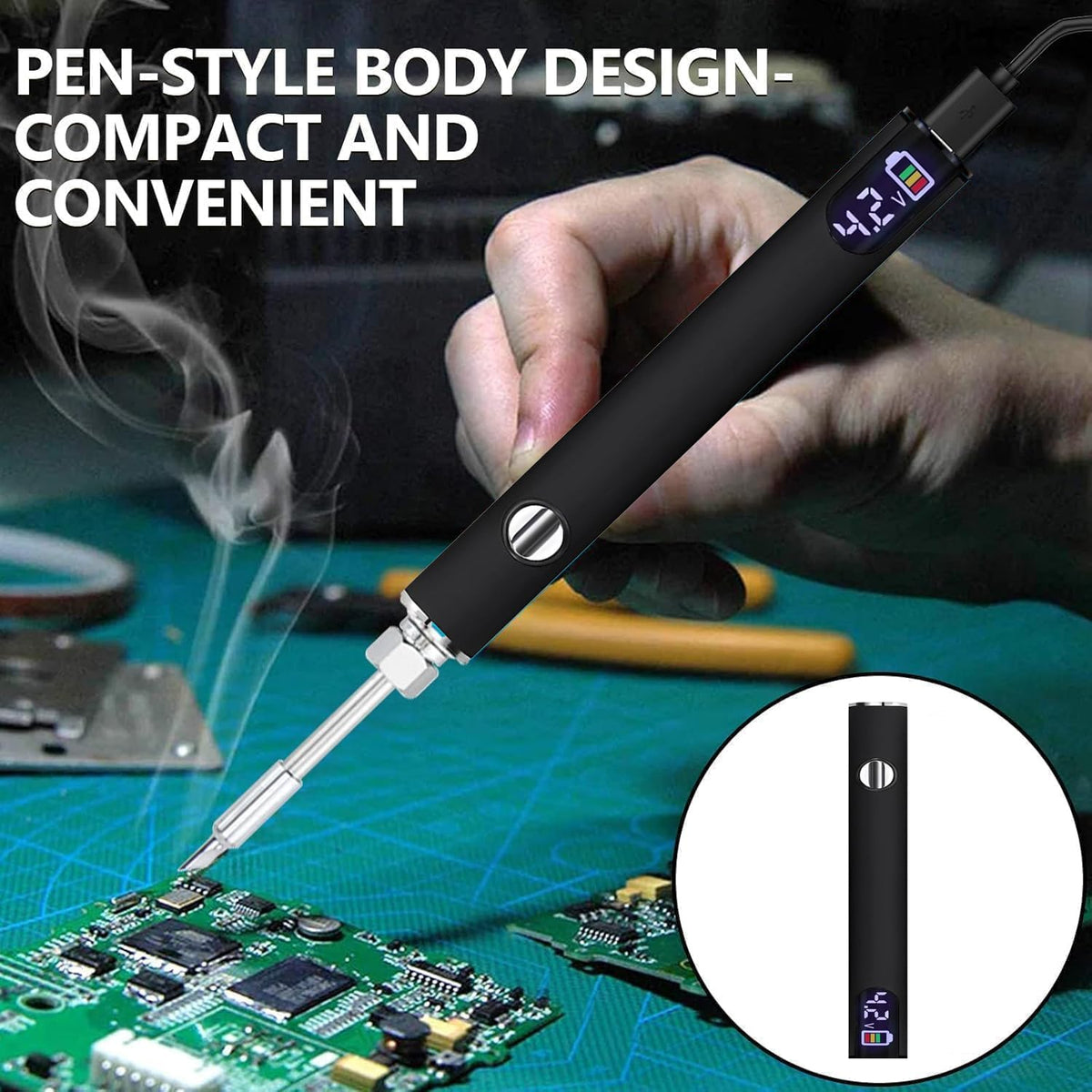 Generic Soldering Pen Battery Kit – 650mAh, LED Display, USB Rechargeable, Adjustable Temperature