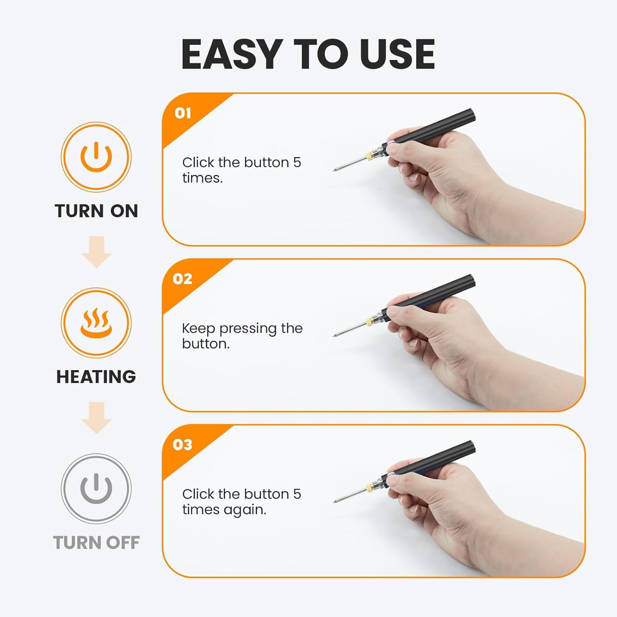 Generic Soldering Pen Battery Kit – 650mAh, LED Display, USB Rechargeable, Adjustable Temperature