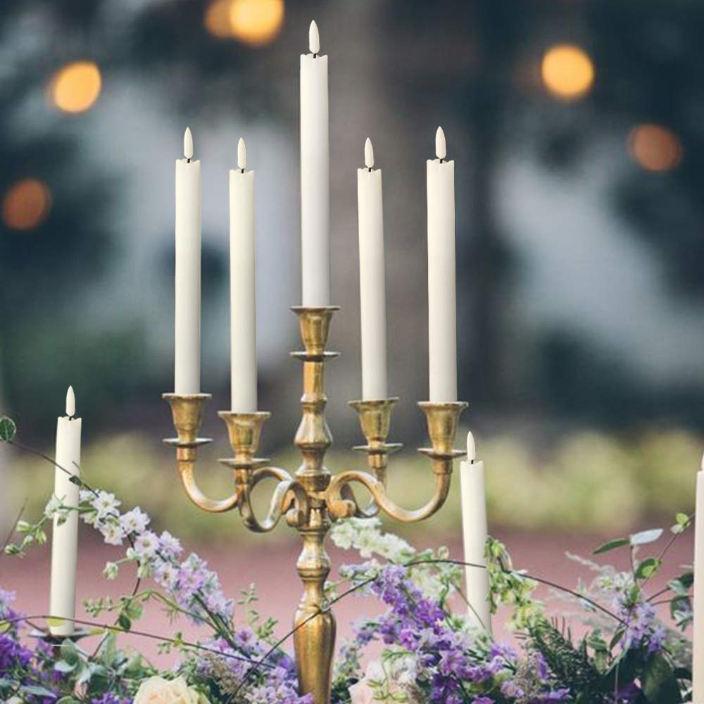 GenSwin Flameless White Taper Candles – 6-Pack with 10-Key Remote