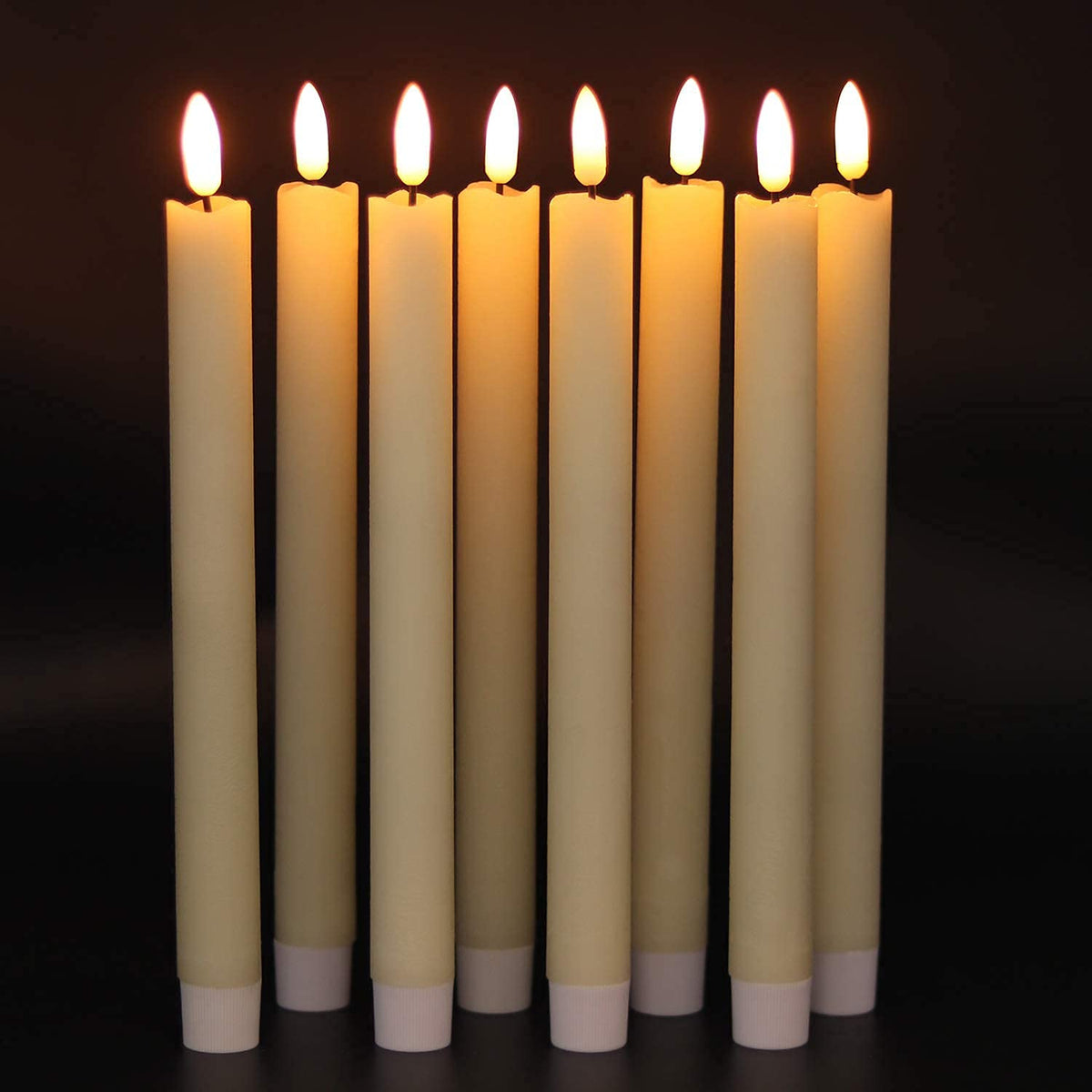 GenSwin Flameless Ivory Taper Candles with 10-Key Remote – 6-Pack Battery-Operated LED Real-Wax Tapers (0.78 x 9.64 in)