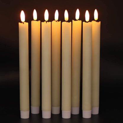 GenSwin Flameless Ivory Taper Candles with 10-Key Remote – 6-Pack Battery-Operated LED Real-Wax Tapers (0.78 x 9.64 in)