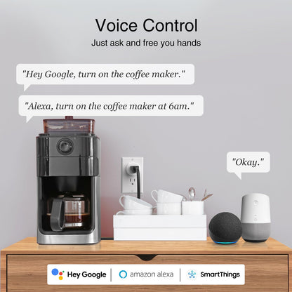 GHome Smart Plug – WiFi Outlet with Alexa & Google Assistant, 2.4GHz, No Hub Required, App Remote Control