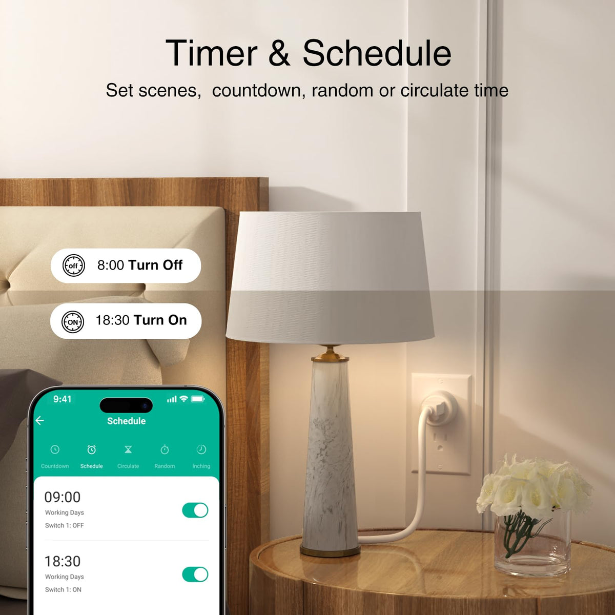 GHome Smart Plug – WiFi Outlet with Alexa & Google Assistant, 2.4GHz, No Hub Required, App Remote Control