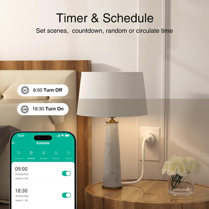 GHome Smart Plug – WiFi Outlet with Alexa & Google Assistant, 2.4GHz, No Hub Required, App Remote Control