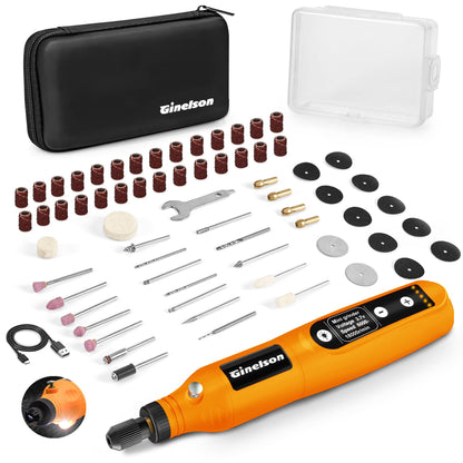 GINELSON Cordless Rotary Tool Kit – 5-Speed, 70 Accessories, USB-C Charging