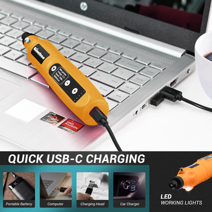 GINELSON Cordless Rotary Tool Kit – 5-Speed, 70 Accessories, USB-C Charging
