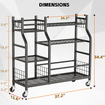 GIOTORENT Garden Tool Organizer with Wheels – Multi-Tier Rolling Storage for Garage & Shed