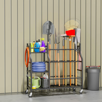 GIOTORENT Garden Tool Organizer with Wheels – Multi-Tier Rolling Storage for Garage & Shed