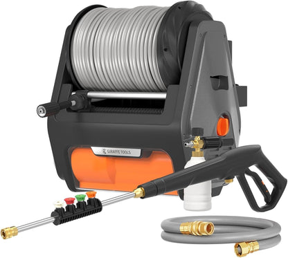 Giraffe Tools Grandfalls Wall Mounted Pressure Washer Pro – 2900 PSI, 2.2 GPM, 100ft Retractable Hose