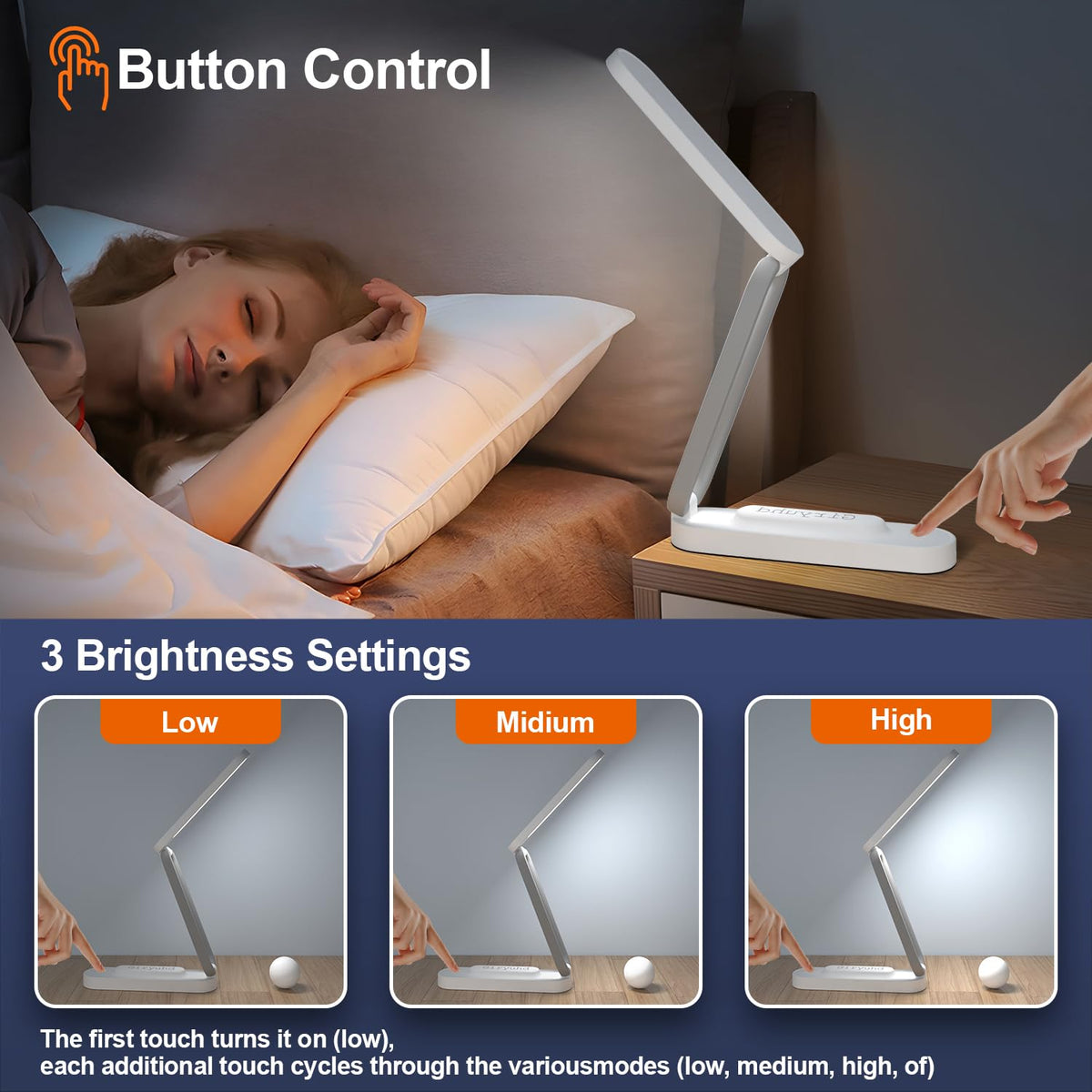 Giryuhd LED Desk Lamp – Battery-Powered, Foldable & Portable (2-Pack)