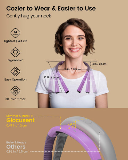 Glocusent Upgraded LED Neck Reading Light | 3 Colors, 3 Brightness, 30-Min Timer, USB-C Rechargeable