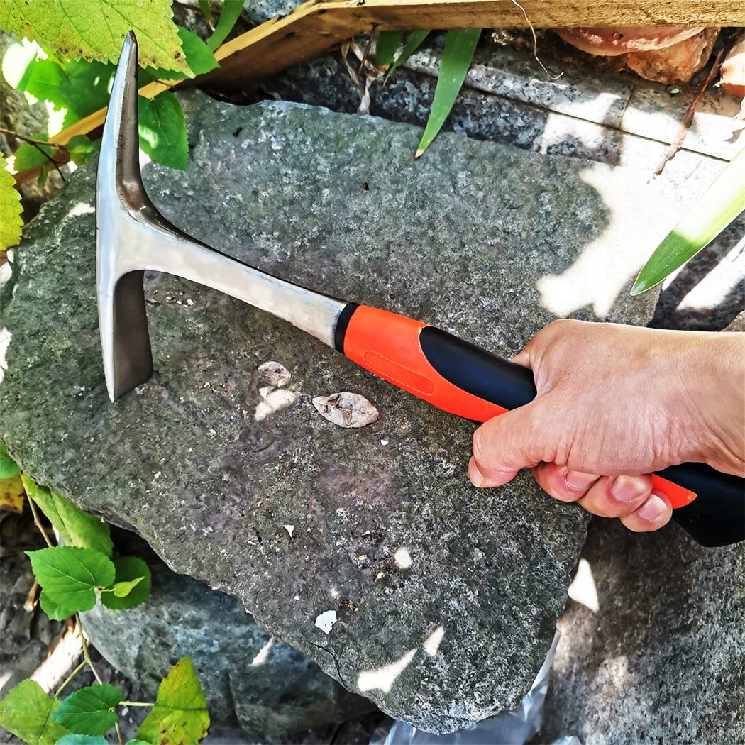 Glorousamc Rock Pick & 28 oz Forged Brick Hammer — Pointed Tip, Flat Head, Shock-Reduction Handle