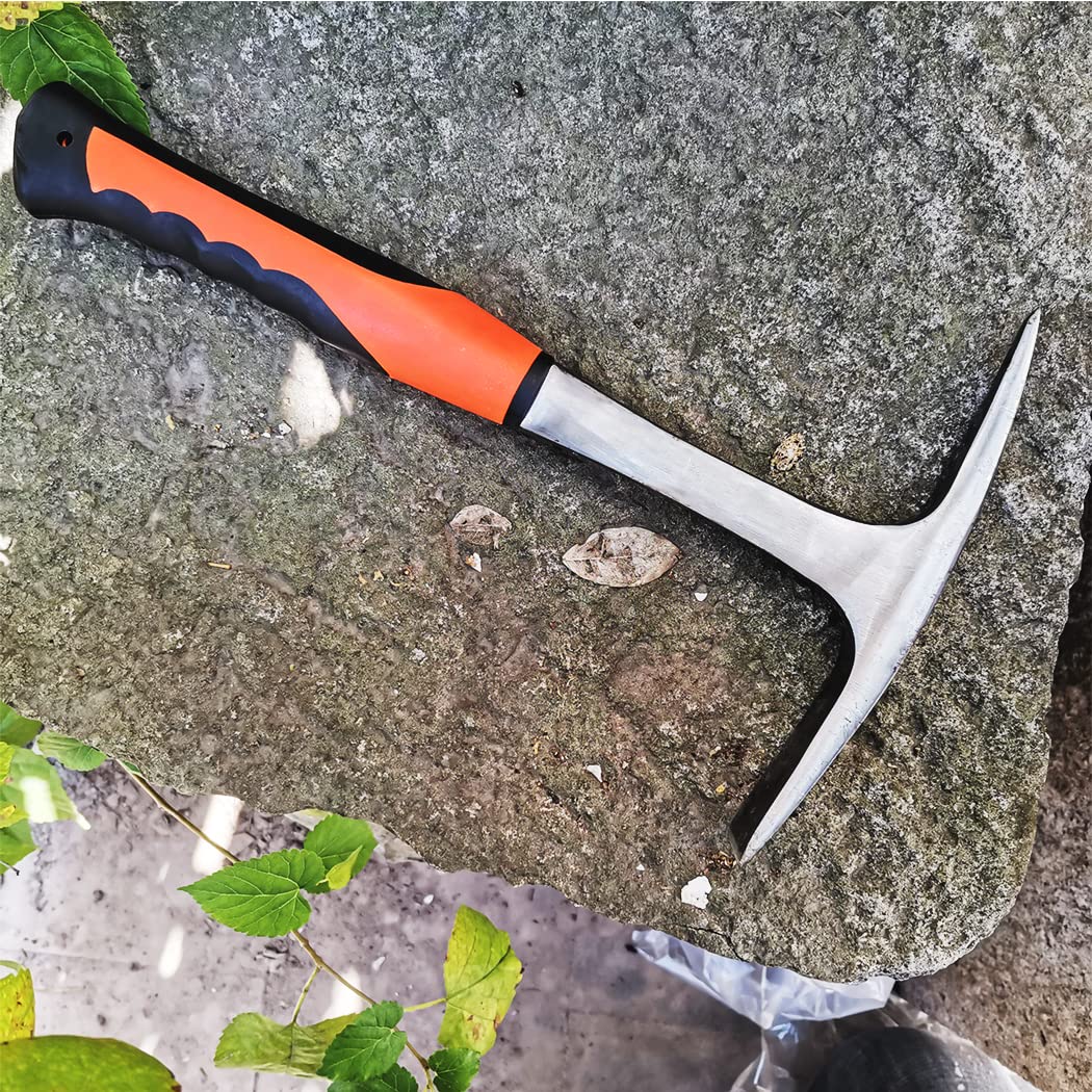 Glorousamc Rock Pick & 28 oz Forged Brick Hammer — Pointed Tip, Flat Head, Shock-Reduction Handle
