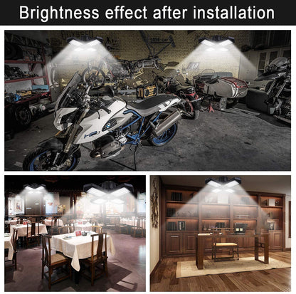 GMximo 2-Pack LED Garage Lights – 100W, 10000LM, Deformable 4-Panel, 6000K Daylight, E26