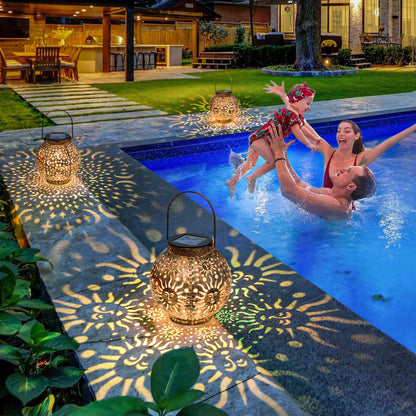 Go2garden Gifts 2Pack Solar Lanterns – Bronze Outdoor Waterproof Lights