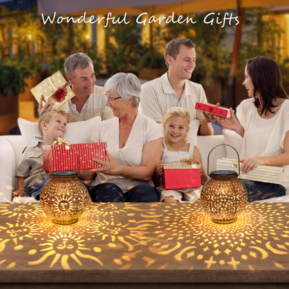Go2garden Gifts 2Pack Solar Lanterns – Bronze Outdoor Waterproof Lights