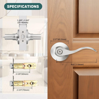 GOBEKOR 10 Pack Privacy Door Levers with Lock – Satin Nickel Wave Bed Bath Lever