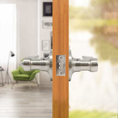 Gobrico Satin Nickel Privacy Door Lever — Wave Style, Keyless, Reversible