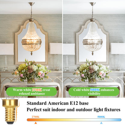 GoBright Dimmable E12 Candelabra LED Light Bulbs – 60W Equivalent, 6W, 630LM, 2700K Soft White, 12-Pack