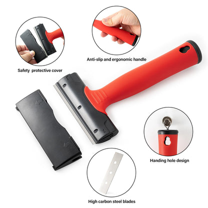 Gomake Wallpaper Remove Tool Set – Perforating Tool, 4-Inch Razor Scraper, 30 Blades, Spray Bottle