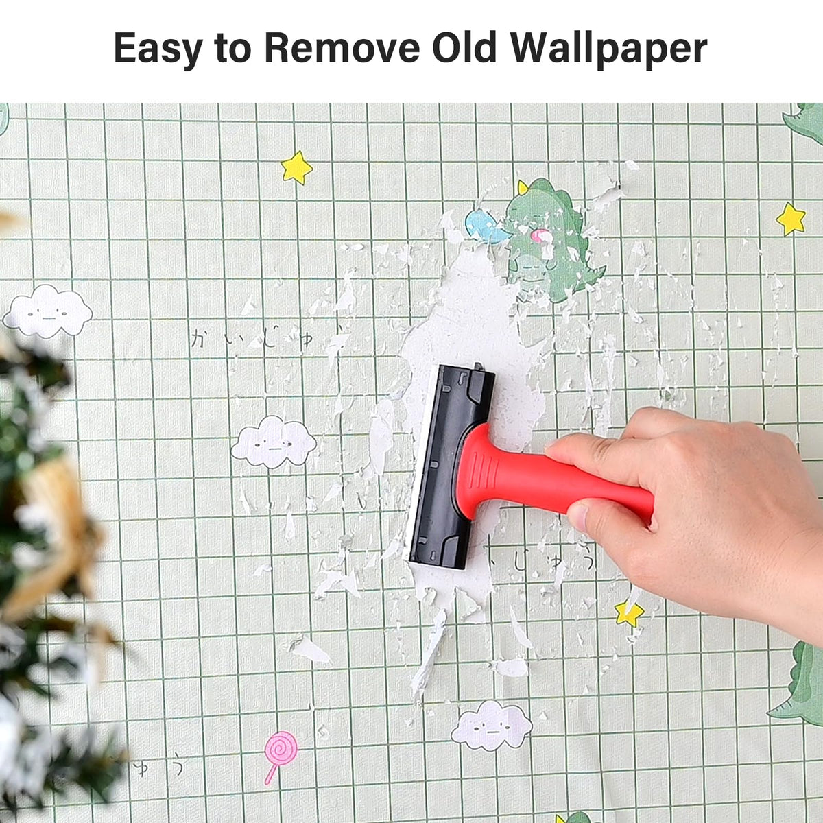 Gomake Wallpaper Remove Tool Set – Perforating Tool, 4-Inch Razor Scraper, 30 Blades, Spray Bottle