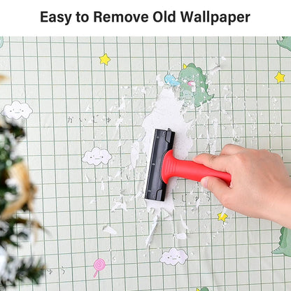 Gomake Wallpaper Remove Tool Set – Perforating Tool, 4-Inch Razor Scraper, 30 Blades, Spray Bottle