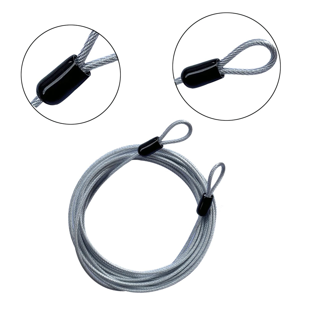 GOMRQING 30ft Outdoor Security Cable Lock - Braided Steel, 3mm, Double Loop