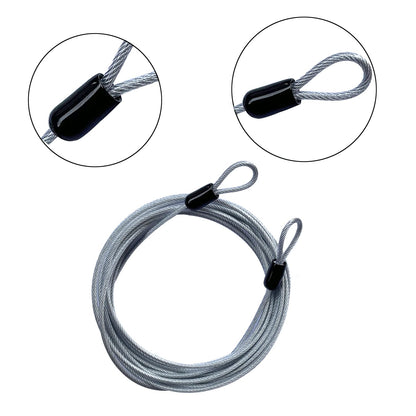 GOMRQING 30ft Outdoor Security Cable Lock - Braided Steel, 3mm, Double Loop