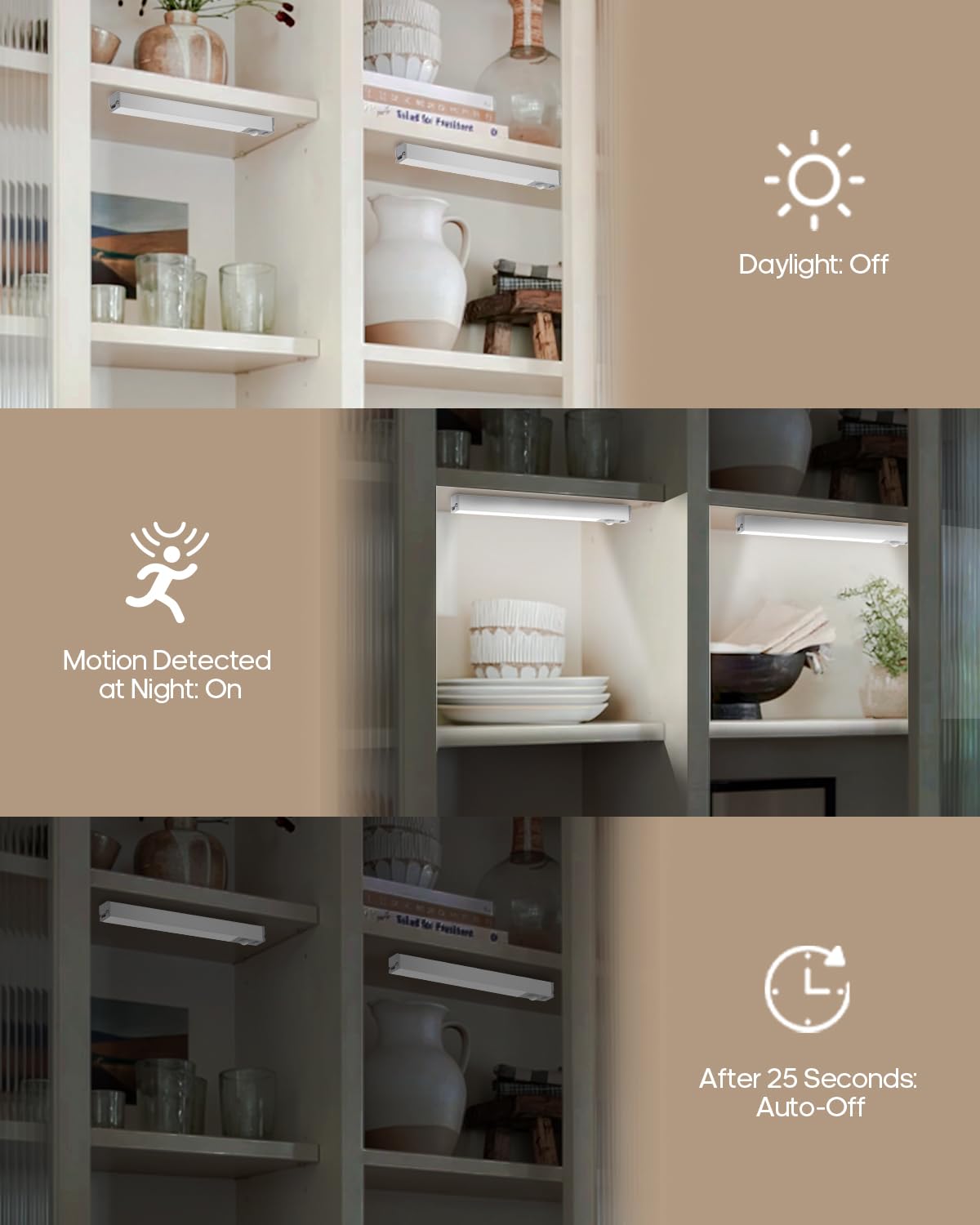GOODEA 6 Pack LED Under Cabinet Lights Wireless with Charging Station | 7-Inch Rechargeable Motion Sensor, Dimmable Closet Lights