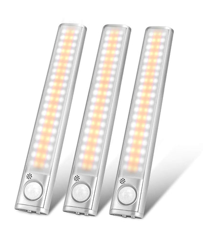 Goodland 80-LED Under Cabinet Lights - USB Rechargeable, Motion Sensor, Dimmable (3-Pack)