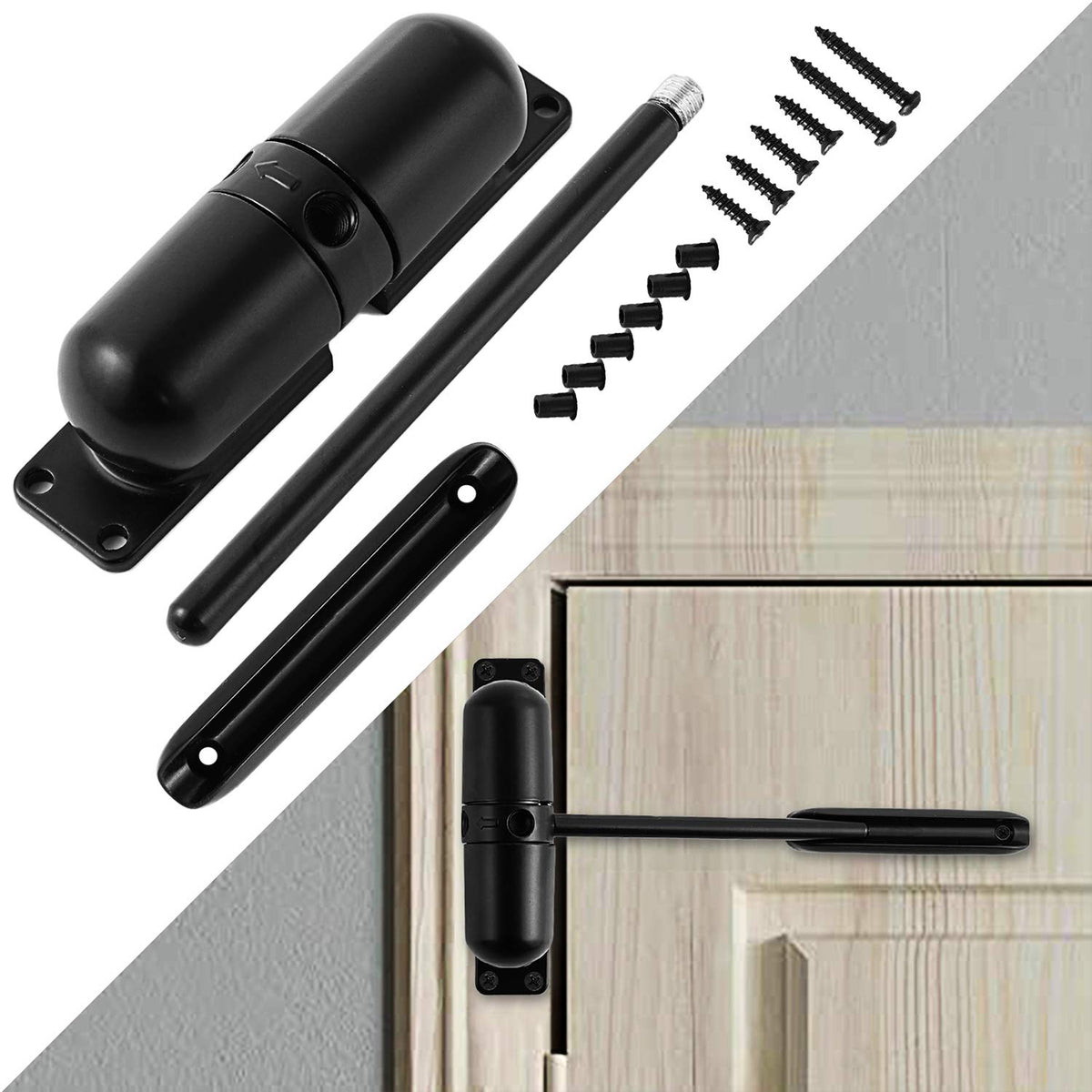GOOKYO Door Closer – Automatic Safety Spring, Easy Install, Black